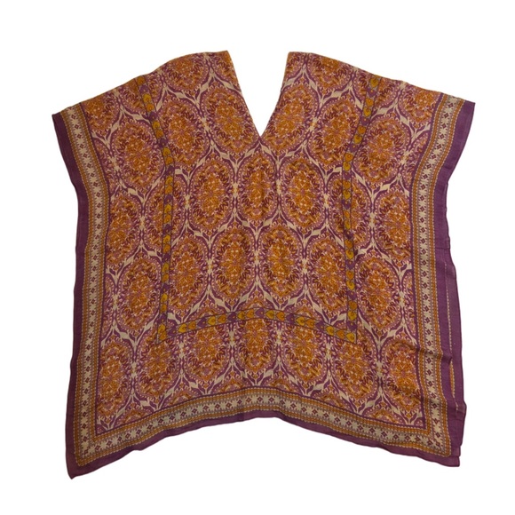 Theodora & Callum Accessories - Theodora & Callum Purple and Yellow Patterned Textile Poncho!